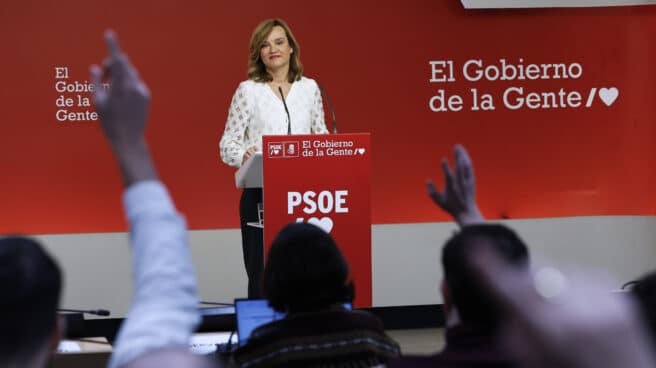 Rueda de prensa de Pilar Alegría MADRID, 19/12/2022.- La portavoz de la Comisión Ejecutiva del PSOE, Pilar Alegría, ofrece una rueda de prensa en la sede federal de su partido en la calle de Ferraz en Madrid este lunes. EFE/ Chema Moya