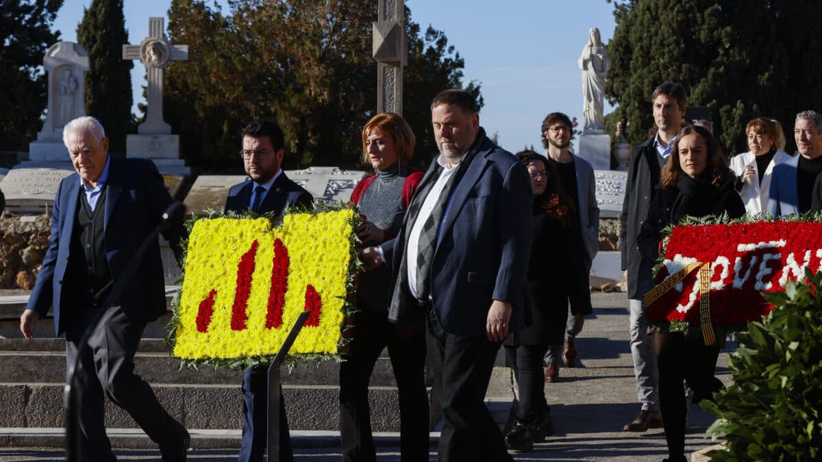 Aragonès y Junqueras, en el homenaje a Macià.