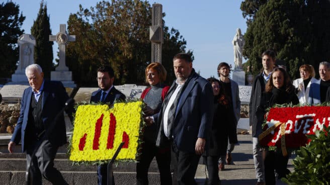Aragonès y Junqueras, en el homenaje a Macià. Aragonès y Junqueras, en el homenaje a Macià.