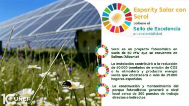 La planta fotovoltaica Serol obtiene el Sello de Excelencia para la Sostenibilidad por sus buenas prácticas