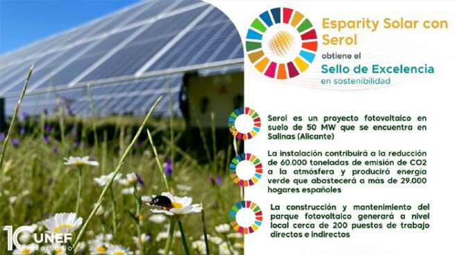 Este es el décimo proyecto de energía solar en suelo que obtiene el Sello de Excelencia en Sostenibilidad de UNEF en 2022