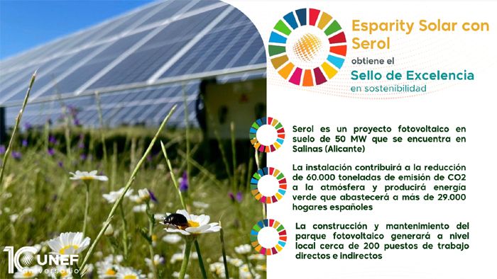 Este es el décimo proyecto de energía solar en suelo que obtiene el Sello de Excelencia en Sostenibilidad de UNEF en 2022