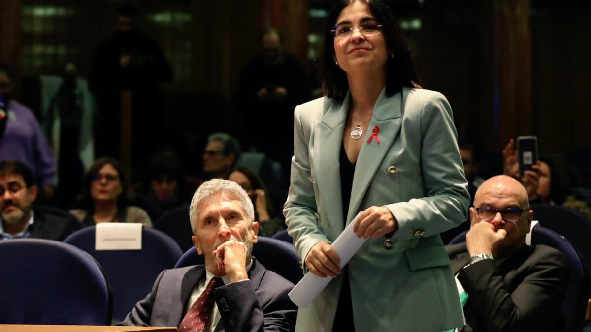 La ministra de Sanidad, Carolina Darias, durante el acto ‘4 años de Pacto Social por la no Discriminación y la Igualdad de Trato Asociada al VIH’, en el Ministerio de Sanidad