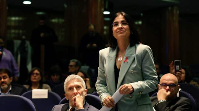 La ministra de Sanidad, Carolina Darias, durante el acto ‘4 años de Pacto Social por la no Discriminación y la Igualdad de Trato Asociada al VIH’, en el Ministerio de Sanidad