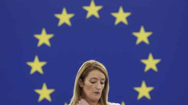 La presidenta del Parlamento Europeo, Roberta Metsola, en el Pleno Roberta Metsola, presidenta del Parlamento Europeo