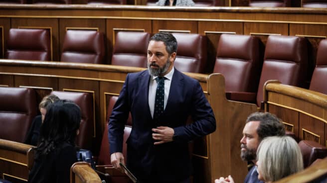 El presidente de Vox, Santiago Abascal, durante una sesión plenaria en el Congreso de los Diputados