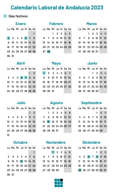 Calendario laboral de Andalucía en 2023 con los días festivos