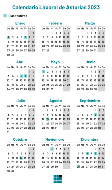 Calendario laboral de Asturias en 2023 con los días festivos