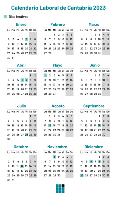 Calendario laboral de Cantabria en 2023 con los días festivos