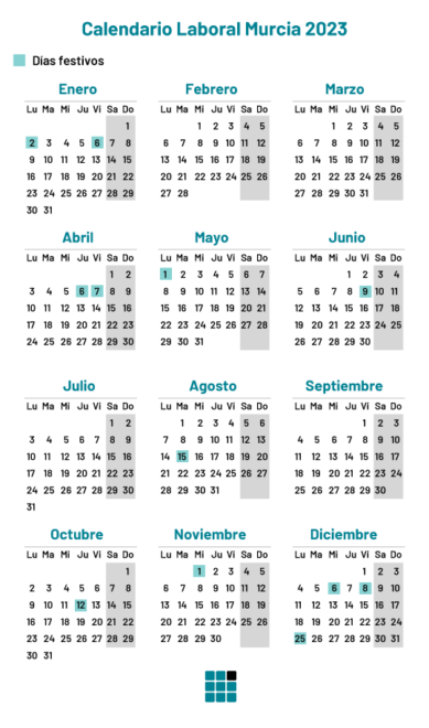 Calendario laboral de Murcia en 2023 con los días festivos