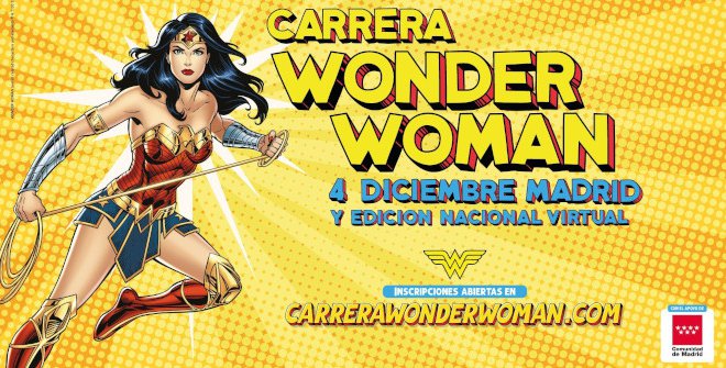 Cartel promocional de la carrera Wonder Woman en Madrid, para el 4 de diciembre de 2022