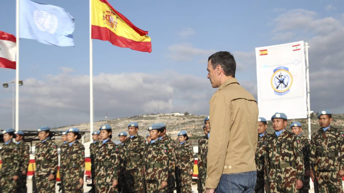 Pedro Sánchez visita la Base Miguel de Cervantes en Líbano.
