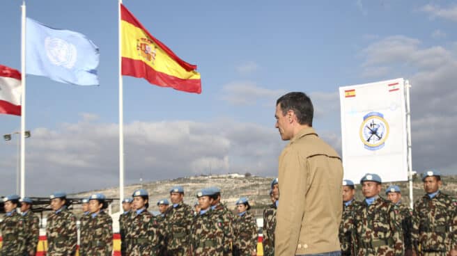 Pedro Sánchez visita la Base Miguel de Cervantes en Líbano.