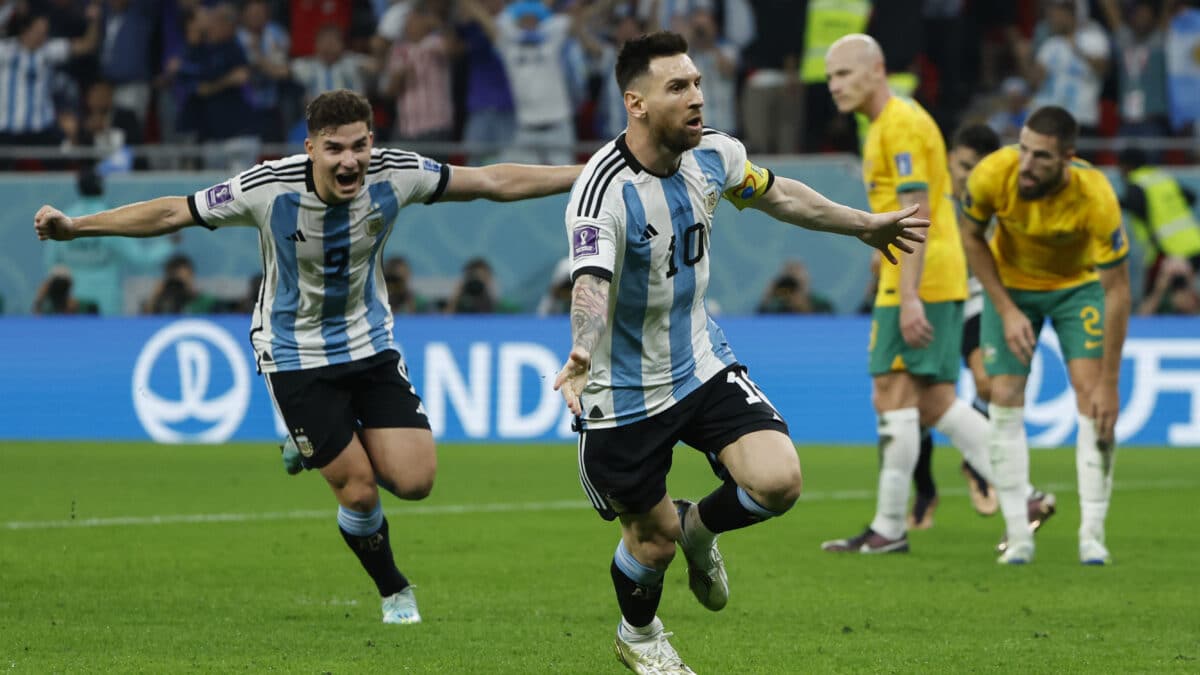 Lionel Messi celebra su gol ante Australia en el Mundial de Qatar 2022