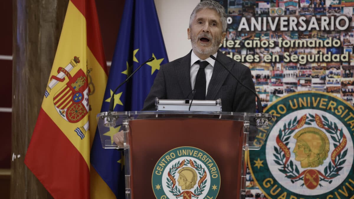 El ministro del Interior, Fernando Grande-Marlaska, en el Centro Universitario de la Guardia Civil.