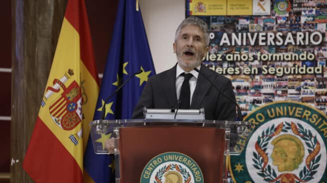 El ministro del Interior, Fernando Grande-Marlaska, en el Centro Universitario de la Guardia Civil. El ministro del Interior, Fernando Grande-Marlaska, en el Centro Universitario de la Guardia Civil.
