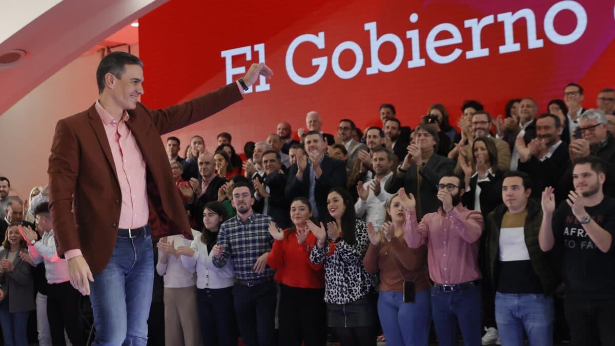 Pedro Sánchez, este sábado en un mitin en Valencia.