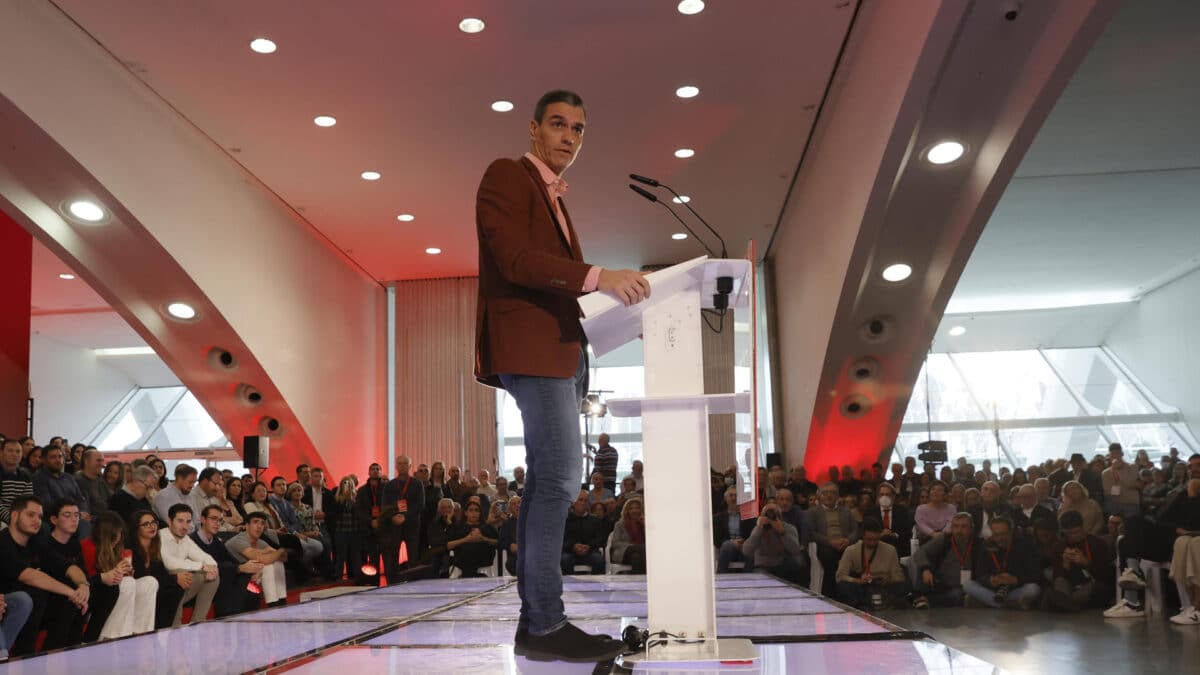 Pedro Sánchez, este sábado en Valencia en un acto del PSOE.