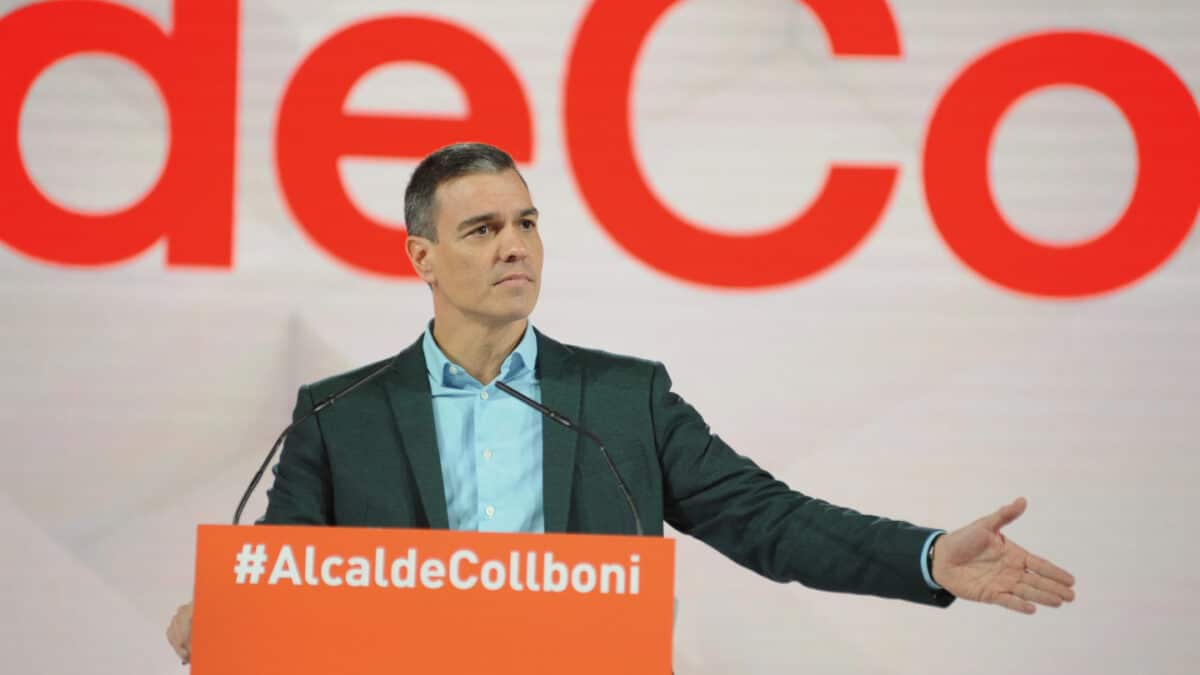 El presidente del Gobierno, Pedro Sánchez, interviene en el acto de presentación de la candidatura de Collboni a la alcaldía de Barcelona