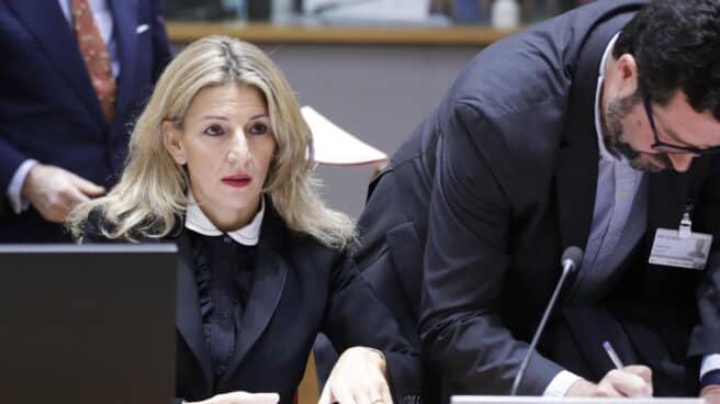 La vicepresidenta segunda y ministra de Trabajo, Yolanda Díaz, este jueves en Bruselas. La vicepresidenta segunda y ministra de Trabajo, Yolanda Díaz, este jueves en Bruselas.