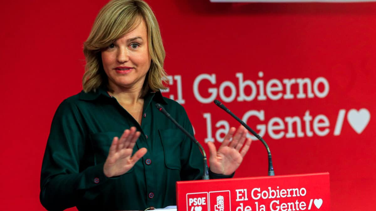 MADRID, 23/01/2023.- La portavoz del Comité Electoral del PSOE, Pilar Alegría, ofrece una rueda de prensa en la sede de su partido en Madrid este lunes. EFE/ Fernando Alvarado