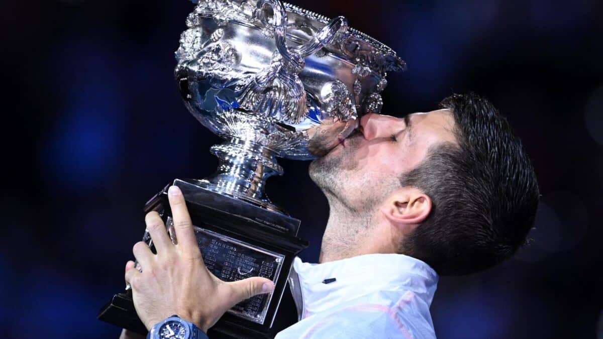 Novak Djokovic durante la final del Open de Australia de 2023