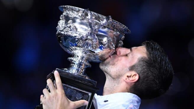 Novak Djokovic durante la final del Open de Australia de 2023 Novak Djokovic durante la final del Open de Australia de 2023