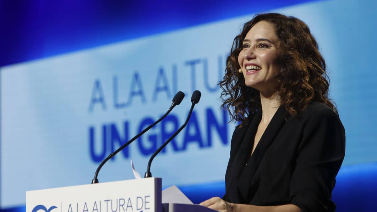 Isabel Díaz Ayuso, en el acto del PP en Zaragoza.