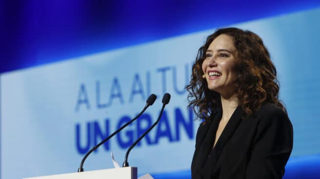 Isabel Díaz Ayuso, en el acto del PP en Zaragoza.