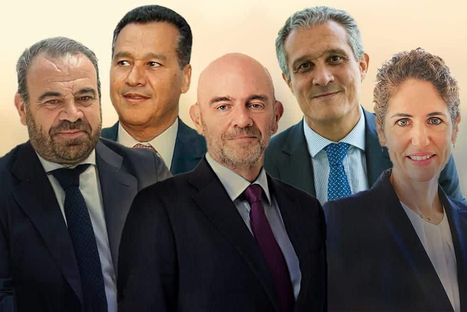 De izquierda a derecha: Gabriel Juan Escarrer (Melià Hotels), Eustasio López (Lopesan), Ramón Aragonés (NH), Raúl González (Barceló) y Sabina Fluxá (Iberostar)