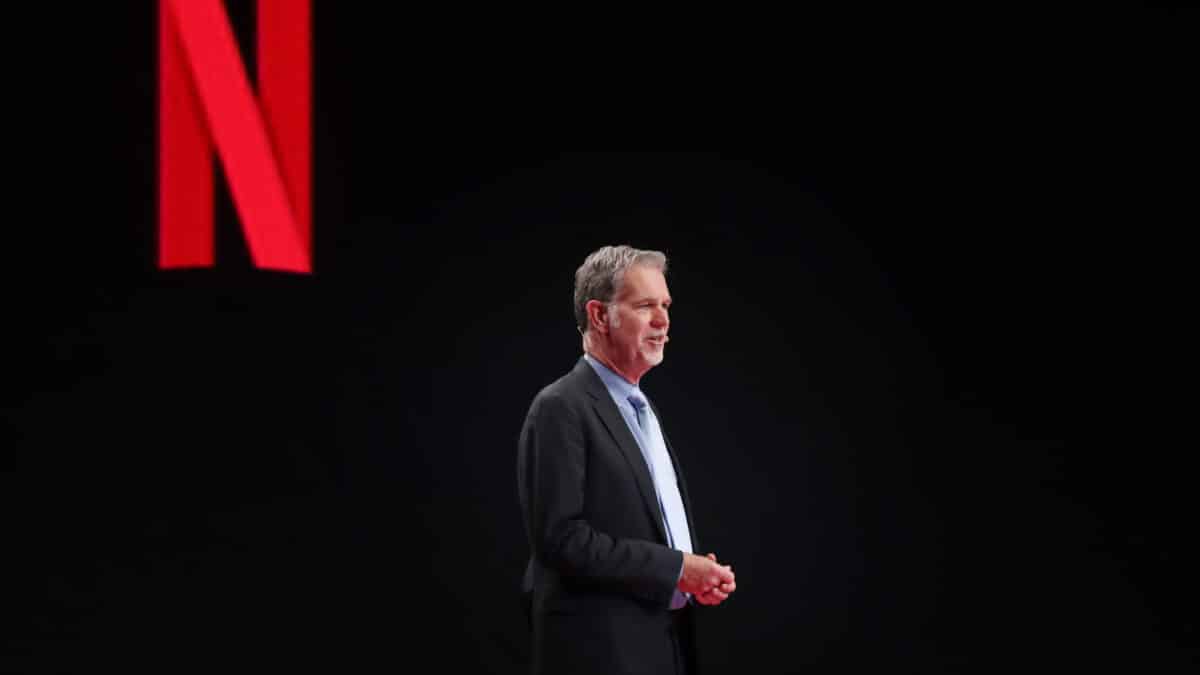 El ex CEO de Netflix, Reed Hastings, hablando durante la Cumbre de Innovación Cultural de 2019
