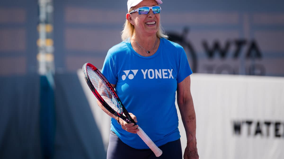 Martina Navratilova durante una clínica en el torneo de tenis Akron WTA Finals Guadalajara WTA 2021