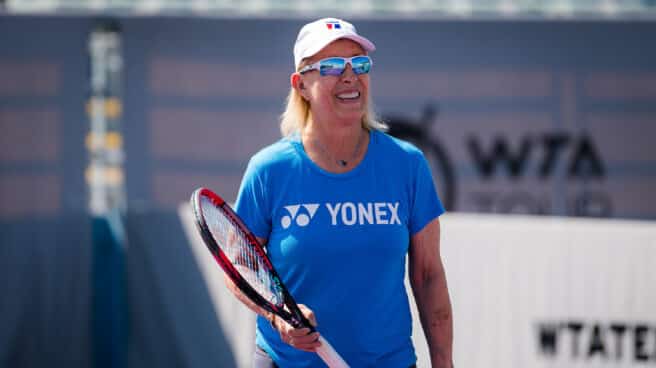 Martina Navratilova during training at the Akron WTA Finals Guadalajara WTA 2021 tennis tournament