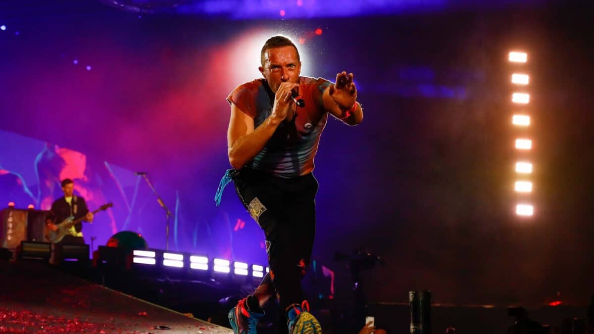 Coldplay durante su concierto del 3 de abril en Ciudad de México