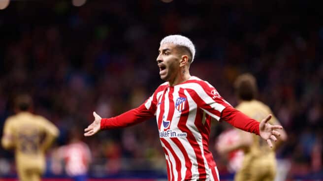 Angel Correa, player of Atlético Madrid, during a La Liga match.