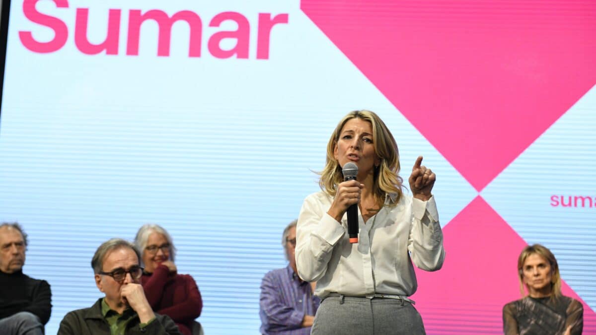 Yolanda Díaz durante un acto de SUMAR