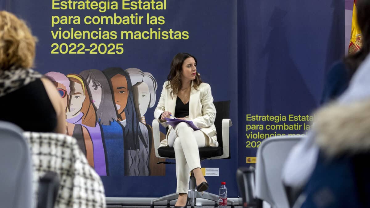 La ministra de Igualdad, Irene Montero, en la presentación de la Estrategia Estatal para combatir las Violencias Machistas 2022-2025
