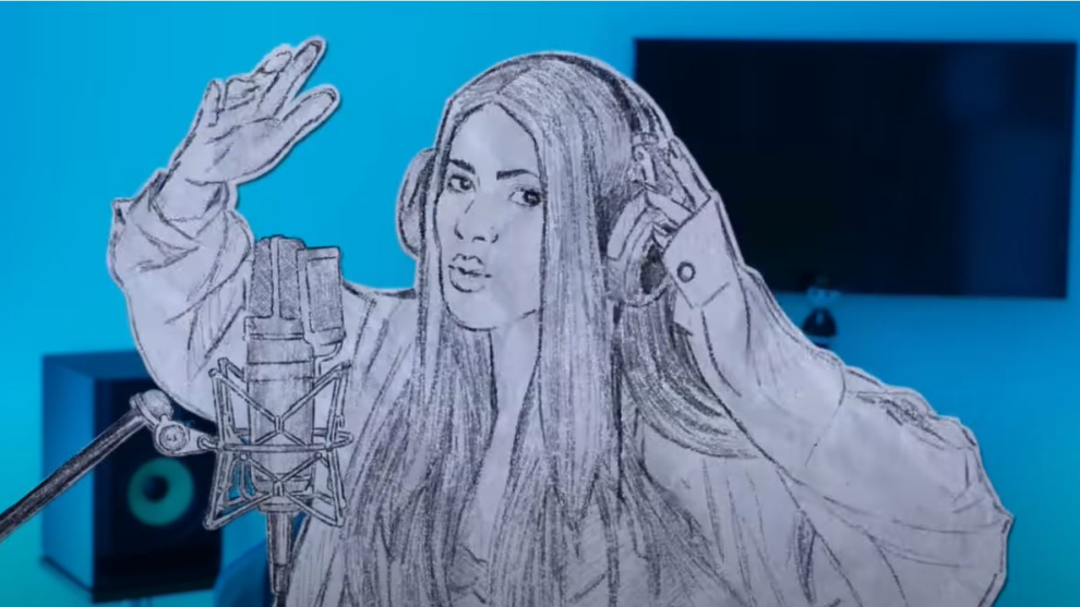 Shakira en el videoclip de su canción con Bizarrap contra Piqué, en modo dibujo, tal como en su otro videoclip de Te Aviso, Te Anuncio