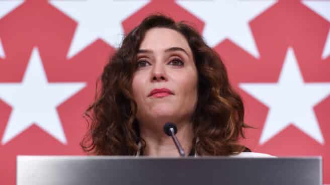 La presidenta de la comunidad de Madrid, Isabel Díaz Ayuso, durante una rueda de prensa posterior a la reunión del Consejo de Gobierno de la Comunidad de Madrid, en la Real Casa de Correos