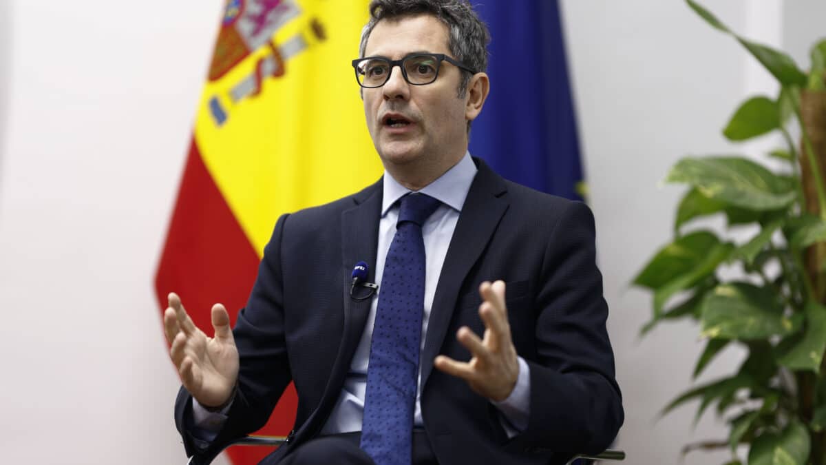 El ministro de Presidencia y Relaciones con las Cortes, Félix Bolaños durante una rueda de prensa celebrada este miércoles en el Palacio de la Moncloa, Madrid.