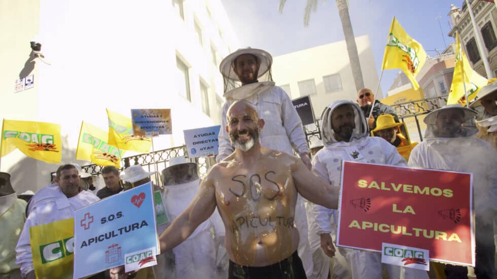 Protestas del sector apícola en Murcia.