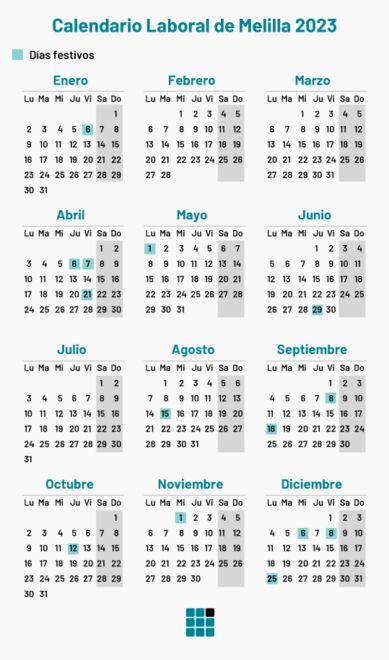 Calendario laboral de Melilla en 2023 con los días festivos