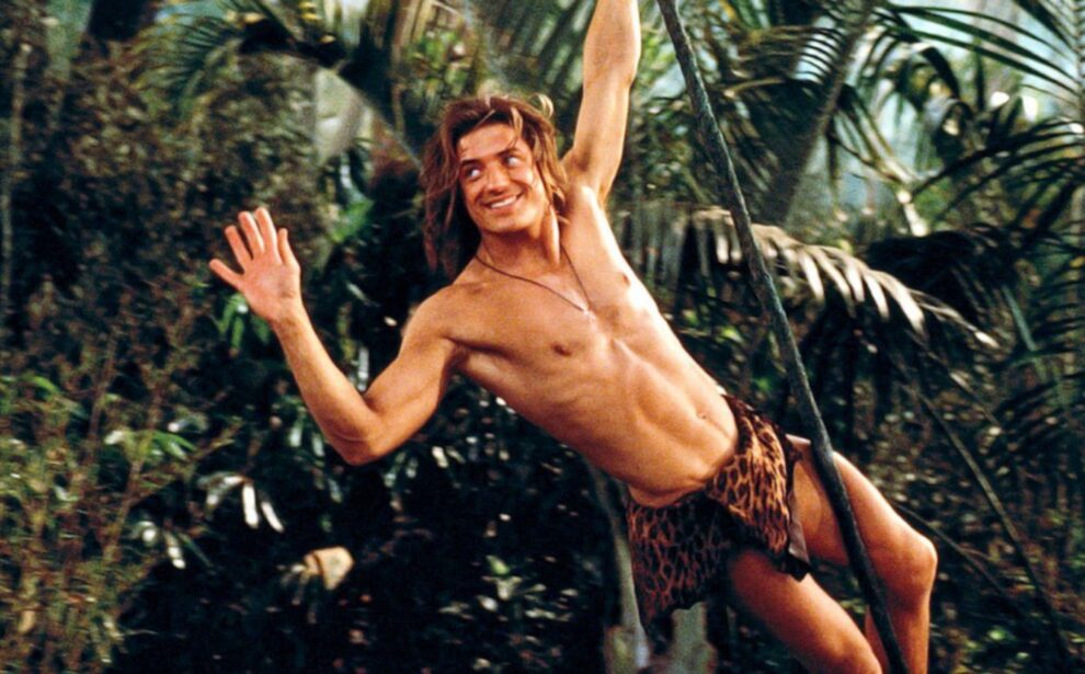 Fotograma de Brendan Fraser como George de la jungla (1998).