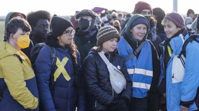 Detienen a la activista climática Greta Thunberg en la protesta contra las minas de la ciudad alemana de Lützerath La activista climática Greta Thunberg, este martes durante una protesta contra una mina en Alemania.