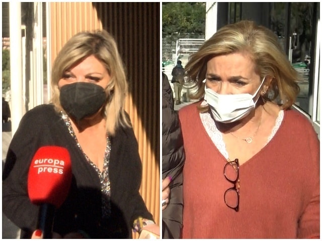 Terelu Campos y Carmen Borrego, este martes a su llegada al hospital donde han ingresado a su madre, María Teresa Campos.