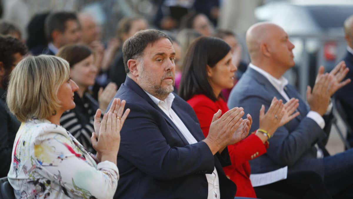 El líder de ERC, Oriol Junqueras (c), durante el aniversario del 1-O, a 30 de septiembre de 2022