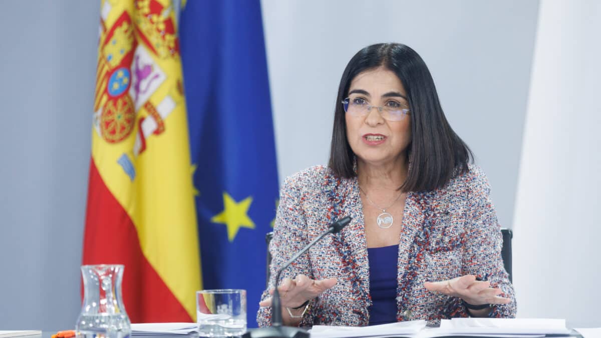 La ministra de Sanidad, Carolina Darias, en una rueda posterior a la reunión del Consejo de Ministros el 7 de febrero de 2023