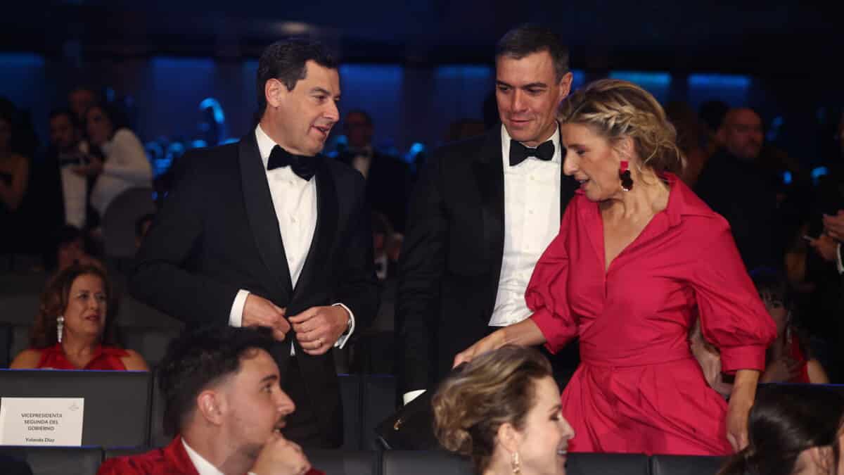 Moreno, Sánchez y Díaz, en la Gala de los Goya.