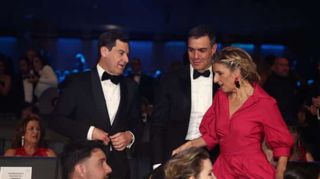 Moreno, Sánchez y Díaz, en la Gala de los Goya.