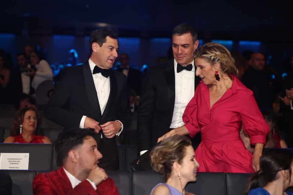 Moreno, Sánchez y Díaz, en la Gala de los Goya.